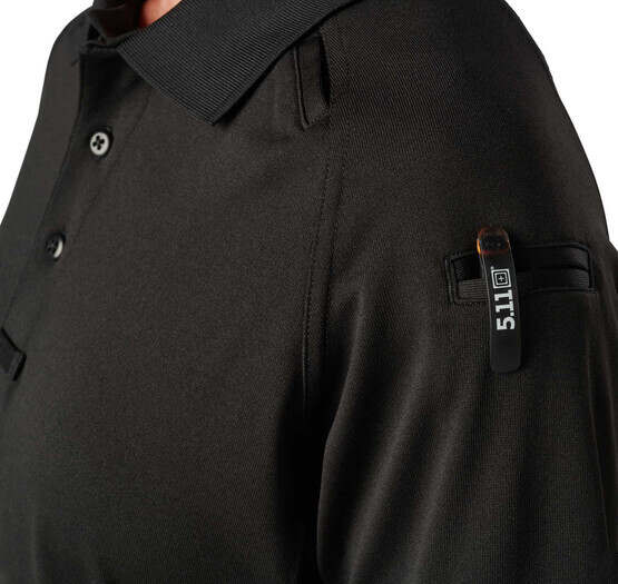 5.11 Women's Tactical Performance Short Sleeve Polo in Black with pen pockets